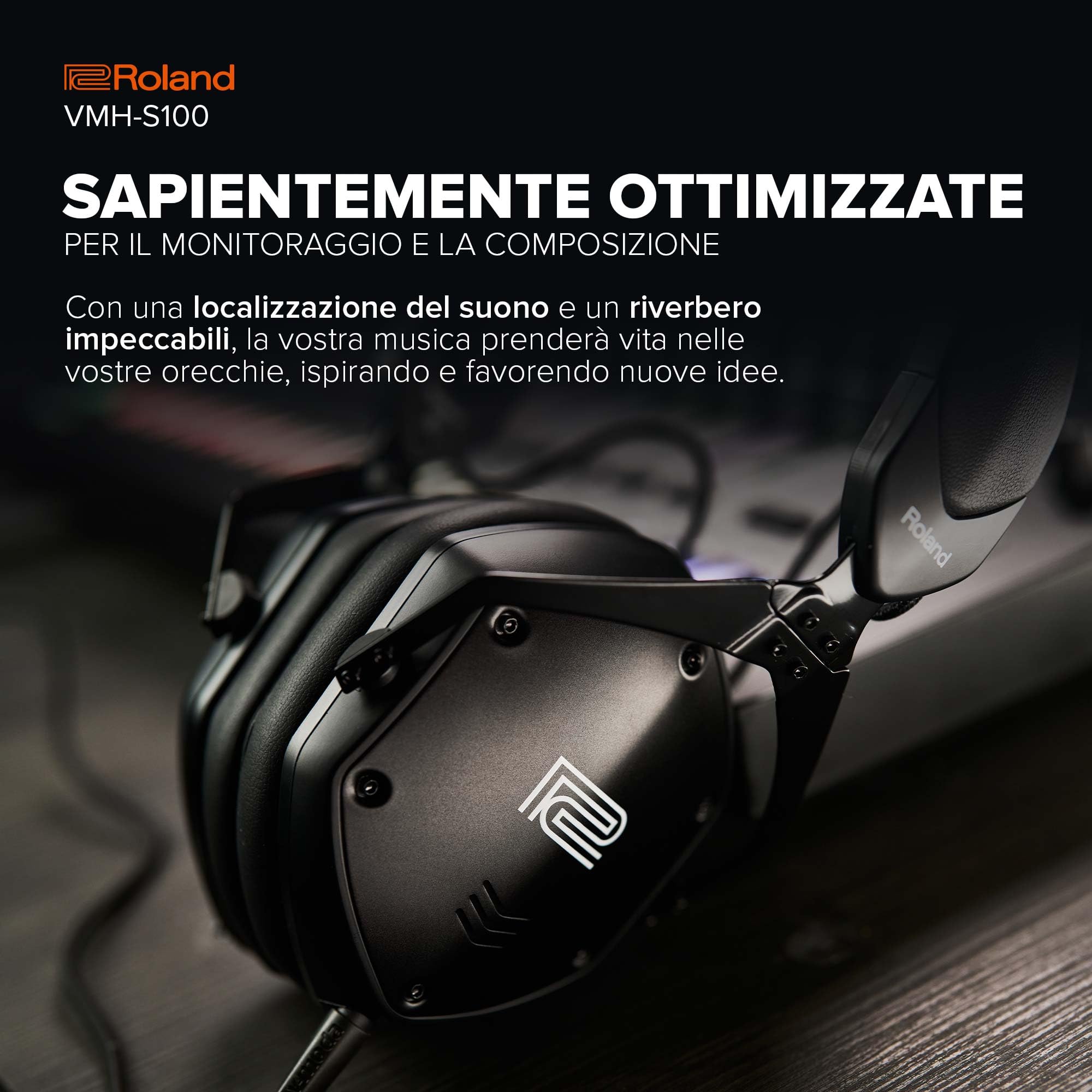 Roland VMH-S100 | Cuffie Circumaurali ad Alta Risoluzione per la Produzione Musicale | Ampia Risposta in Frequenza | Incredibile Isolamento dal Rumore | Driver da 50 mm | Comode e Resistenti