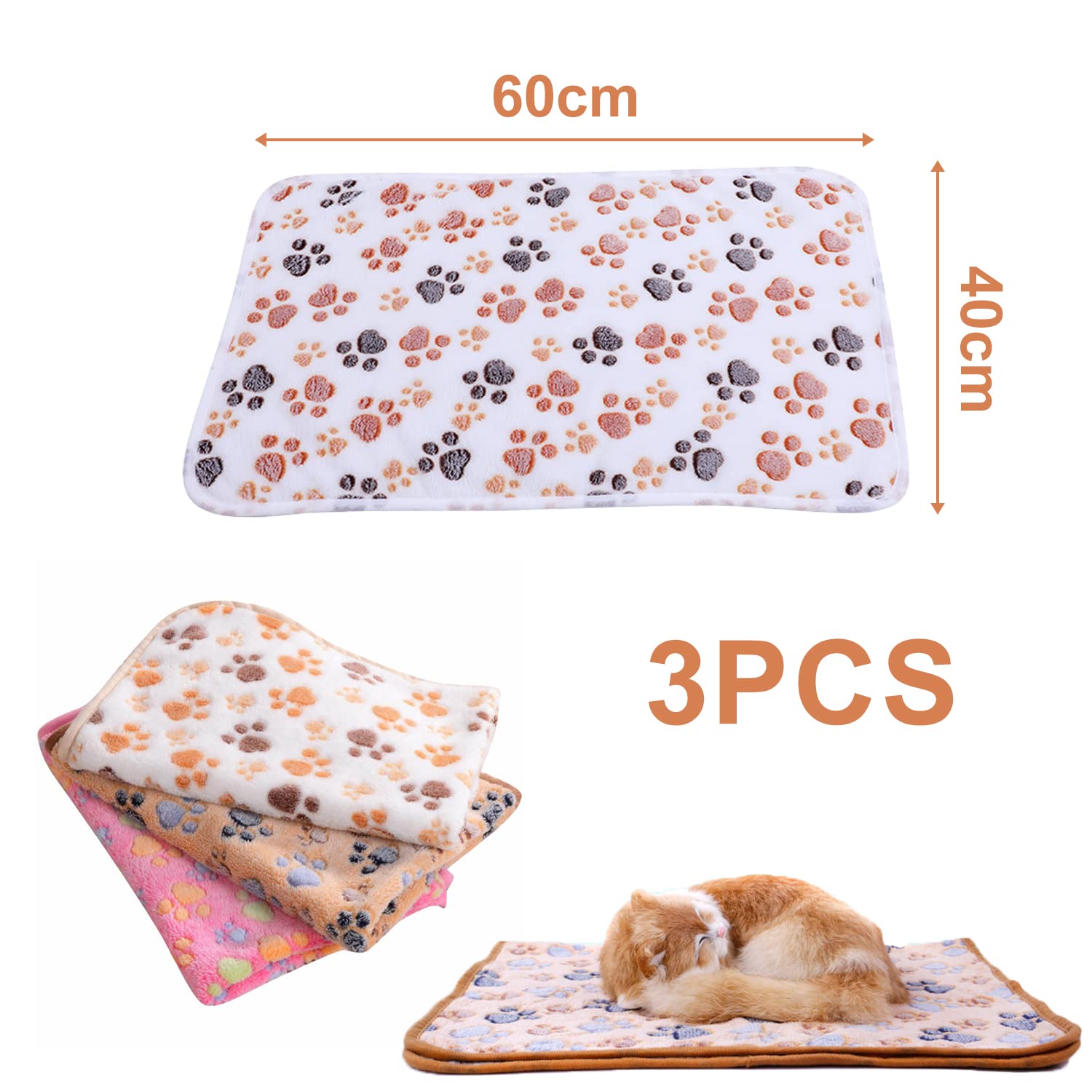 3 Coperte Morbide Per Animali Domestici - Con Stampa Zampe, Calde E Lavabili - Foto 3