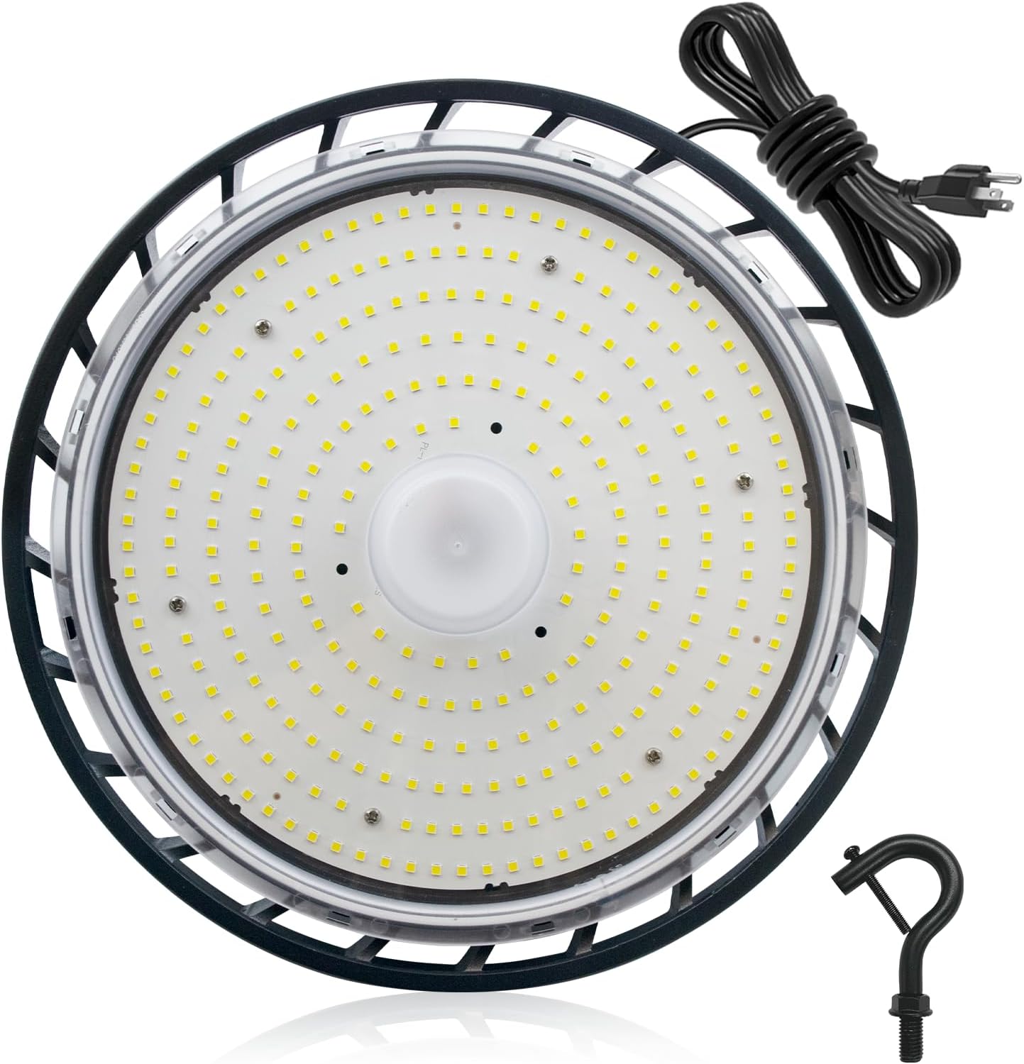 1 Pack LED High Bay Light, Plug & Play Lighting for Warehouse, 5000K Daylight, 80W, Power Cord Included, 24000 LM, 120VAC, IP65 Waterproof Shatterproof Fixture