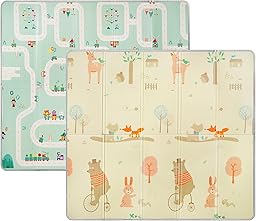 Krabbelmatte Baby 180x200x1,5cm, Groß Faltbare Spielmatte Weicher Dämpfender Isolierung Wasserfeste rutschfeste Bodenmatte für Innen Außen,Strapazierfähiger Spielteppich für Kinder,Stil D