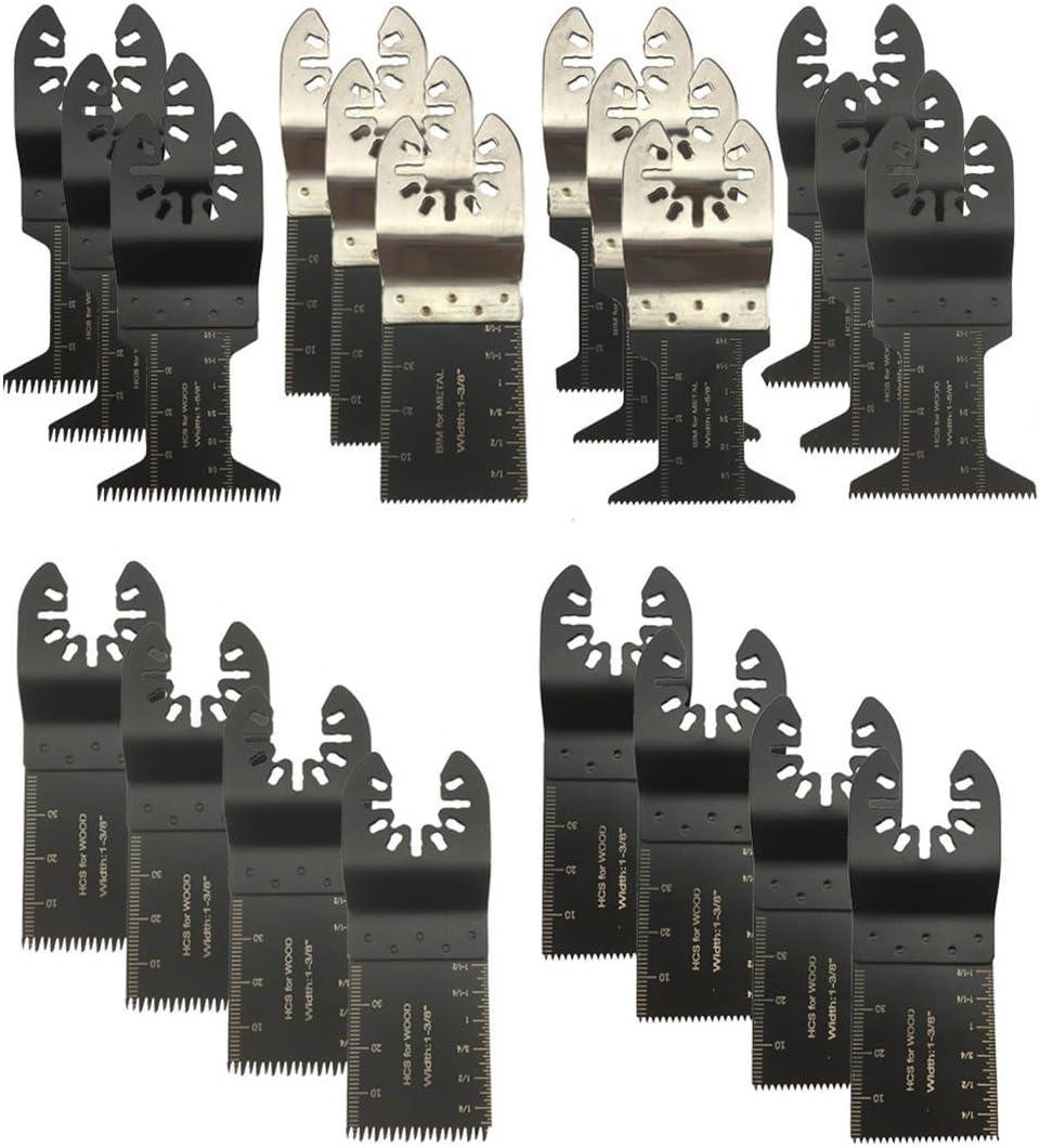 BaiFM 20PCS Wood/Metal Oscillating Multitool Quick Release Saw Blades Fit Fein Multimaster Porter Cable Black & Decker Bosch Dremel Craftsman Ridgid Ryobi Makita Milwaukee Dewalt Rockwell