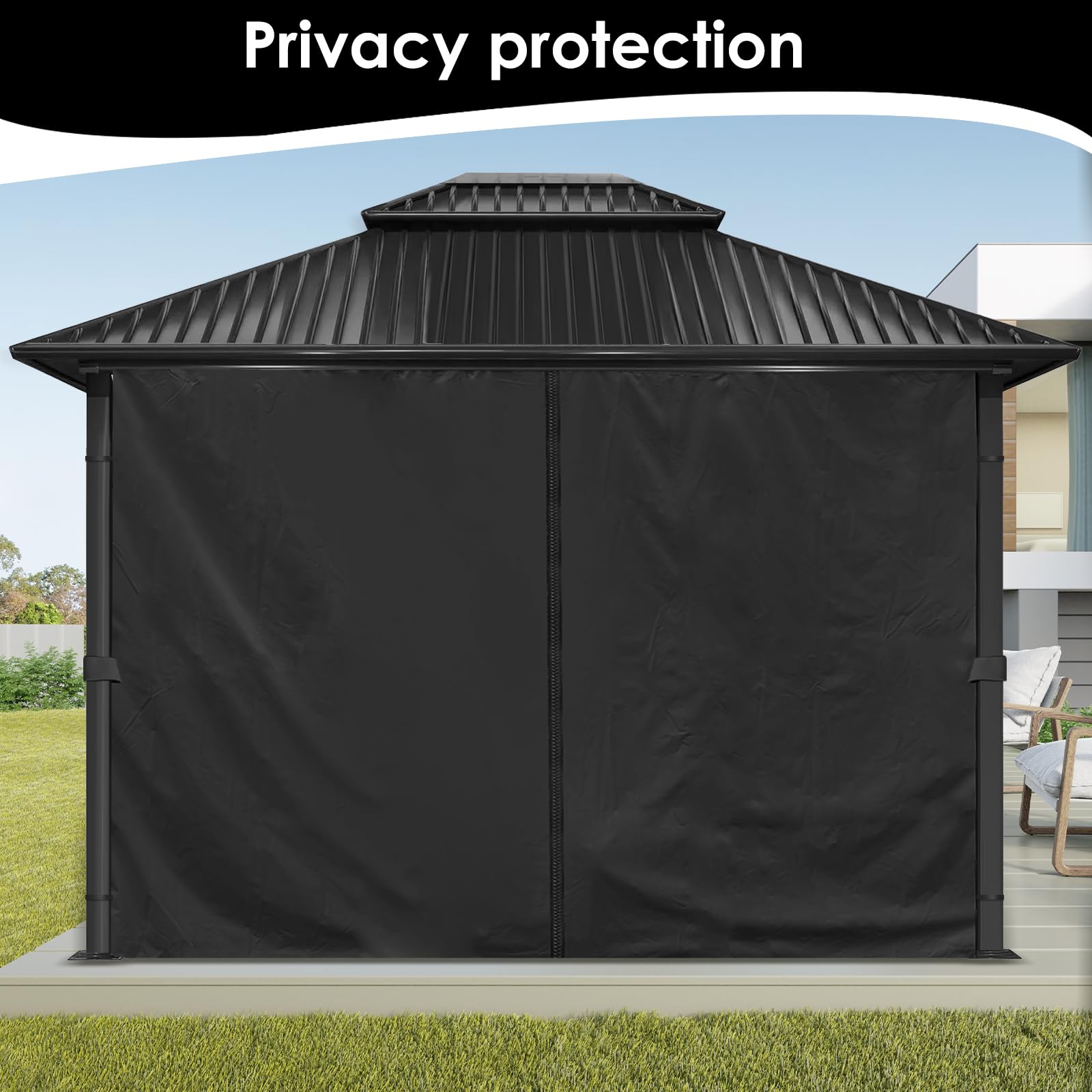 Inmeilifus 4 Seitenteile Pavillon 3x3m Wasserdicht Seitenwände UV Schutz (Schwarz)