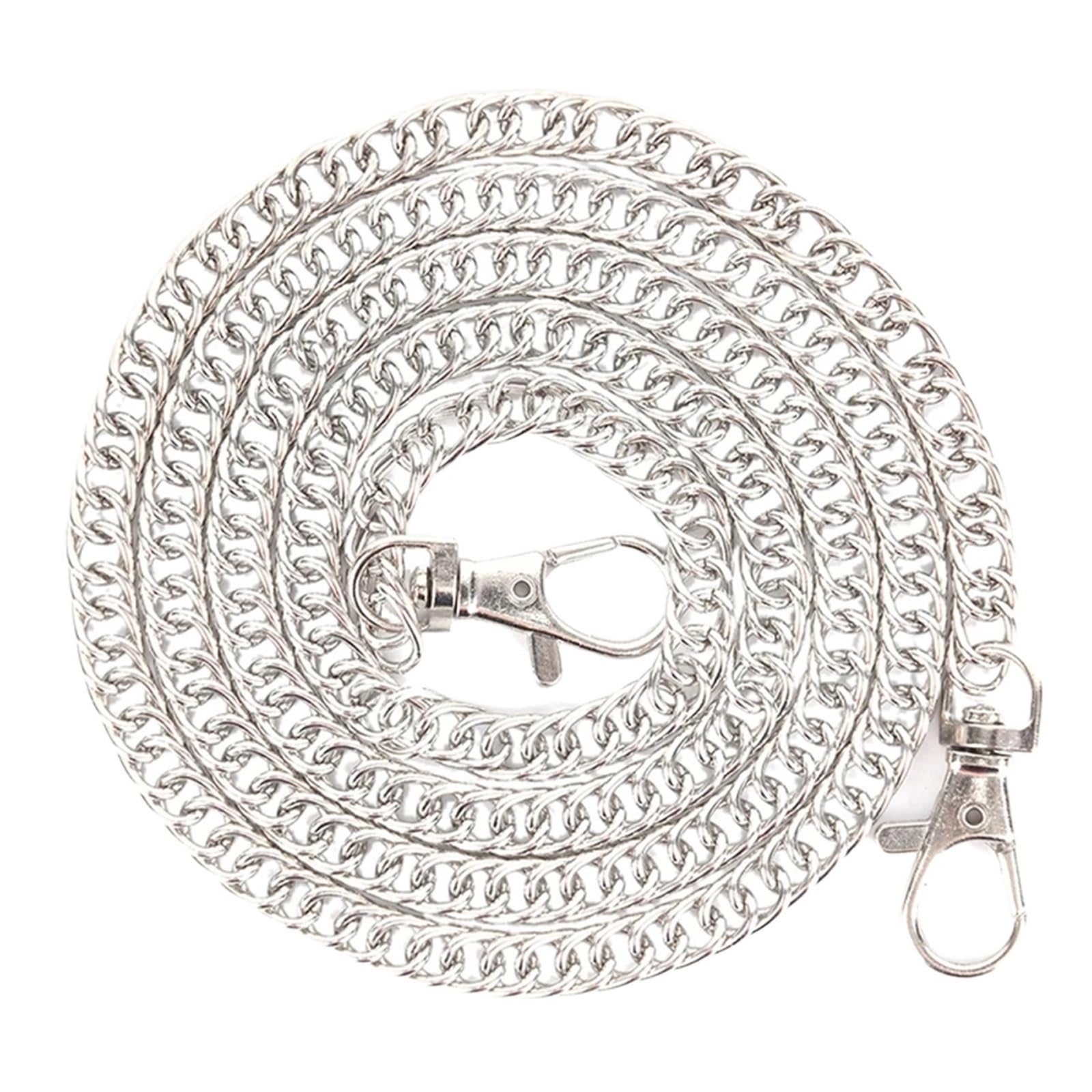 YUSUZH 2pcs 100cm Handbag Metal Chains Purse Chain with Buckles Shoulder Bags Straps Handles Bag Parts for Small Bag(Silver)