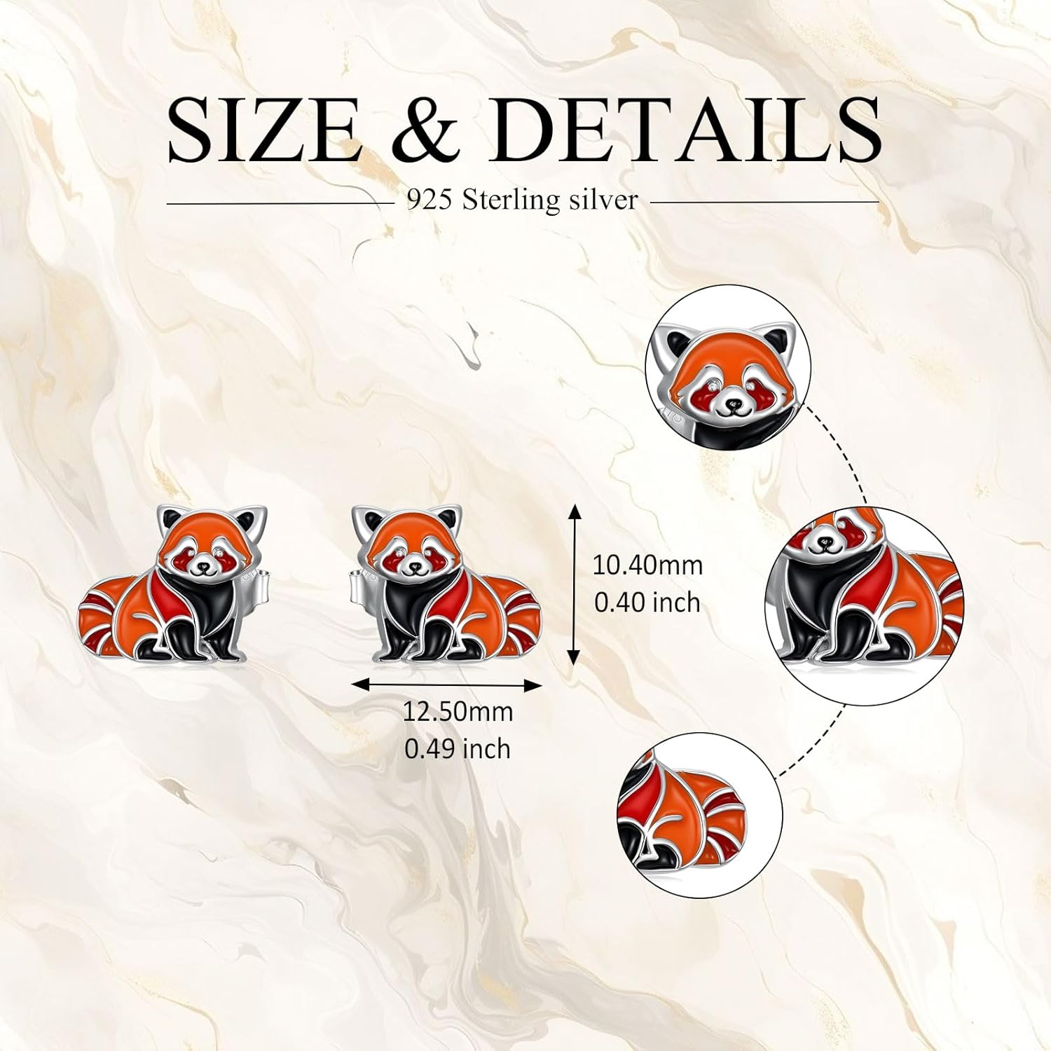 Animal Earrings 925 Sterling Silver Red Panda Stud Earrings Jewelry Gifts for Women Mom Girlfriend