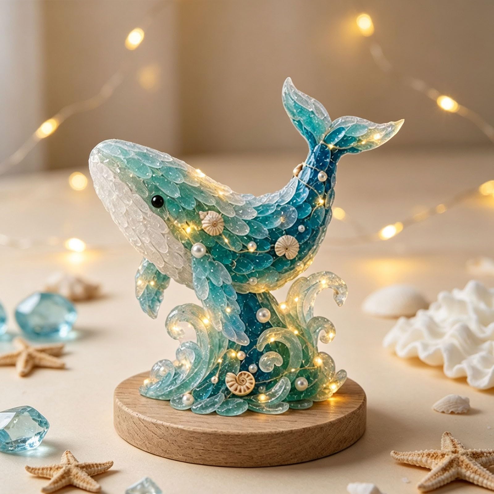 DIY Sea Glass Art Kit,Themed Handmade Craft Set with LED Lights 3D,B