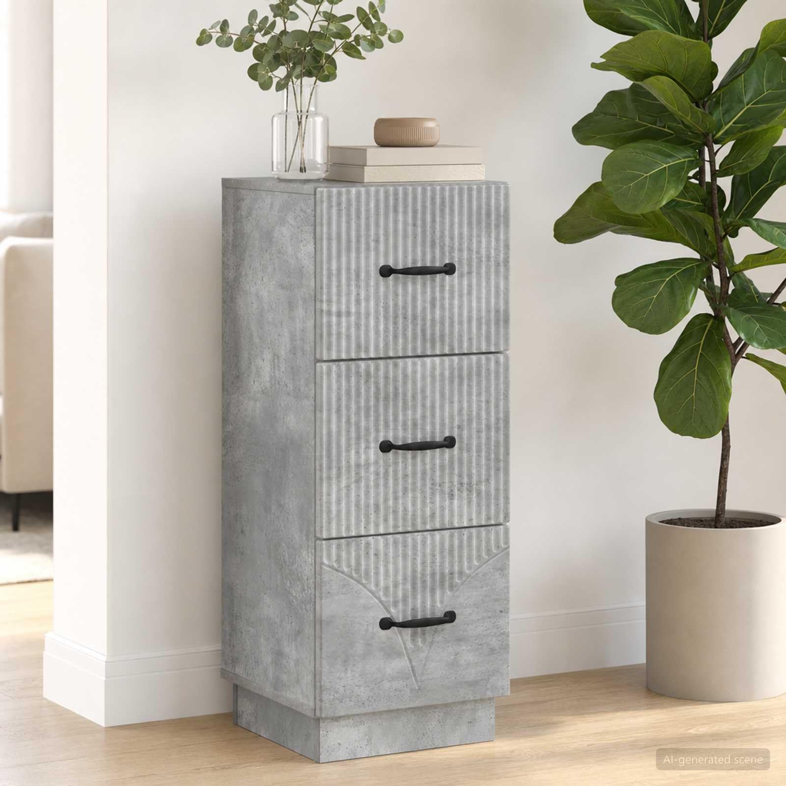 Armario con cajones gris hormigón soluciona la falta de espacio en casa con este mueble de madera