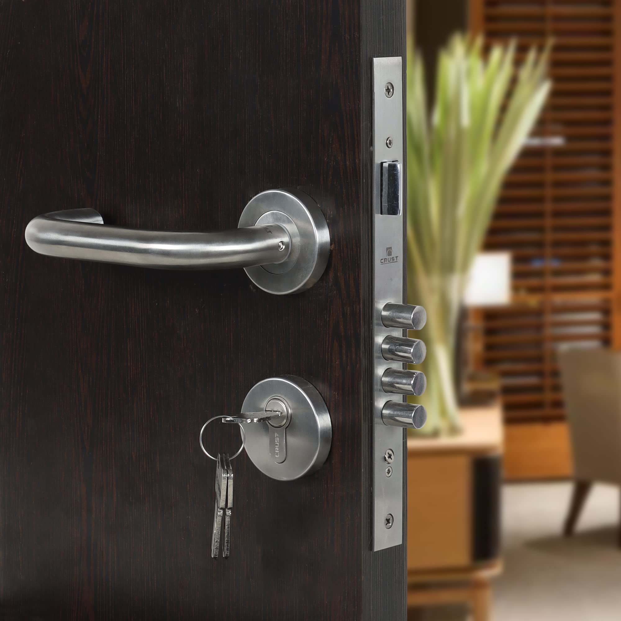 Crust Mg-1103 Premium Rose Mortise Door Lock Handle Set/Mortise Lock with Brass Lock Body and 60 mm Both Side Key Brass Cylinder Set with 3 Brass Computer Keys (B09QWZ7956) Amazon Price History, Amazon Price Tracker