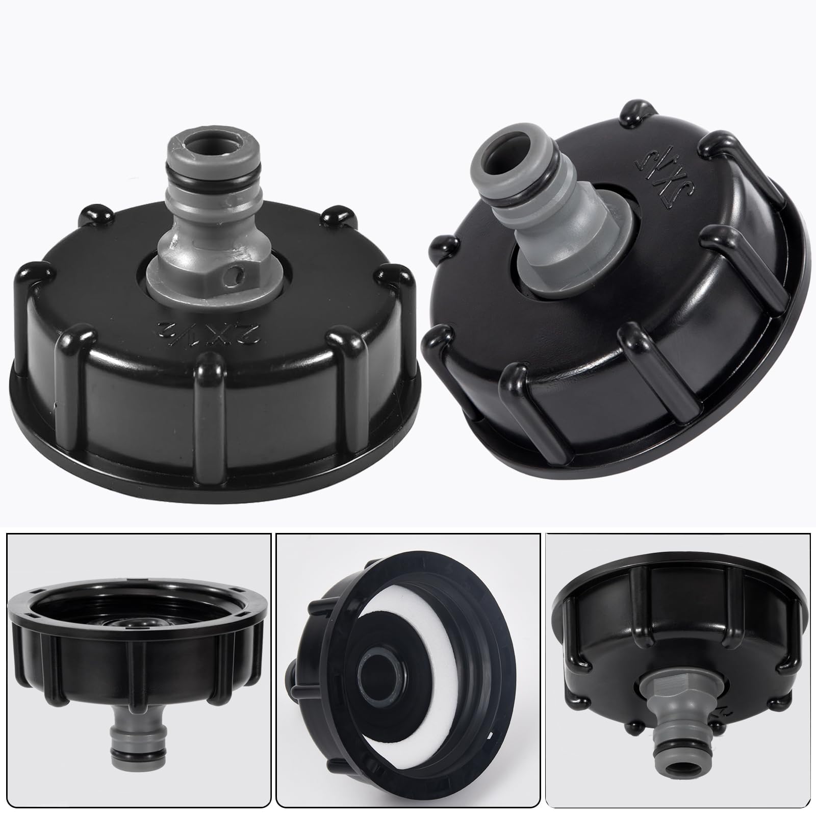 hufhnwso IBC, connettore per serbatoio, adattatore IBC, filettatura grossa s60 x 6 da 1/2", adattatore per valvola ciuccio, container, accessori IBC, connettore 2 serbatoi, accessori per tubo da