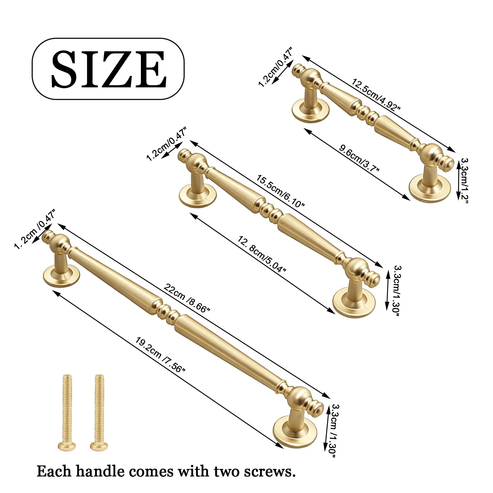 Złote uchwyty do szuflad, 21,8 cm, minimalistyczne uchwyty do drzwi szafki, podwójne otwory 192 mm, elegancki uchwyt do szafki kuchennej, do domu, sypialni, biura, dekoracji mebli, 4 szt