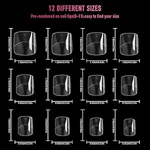 Buqikma Short Square Nail Tips - 600PCS Square Short False Nails Shorts Acrylic False Clear Tips Half Cover for DIY & Salon