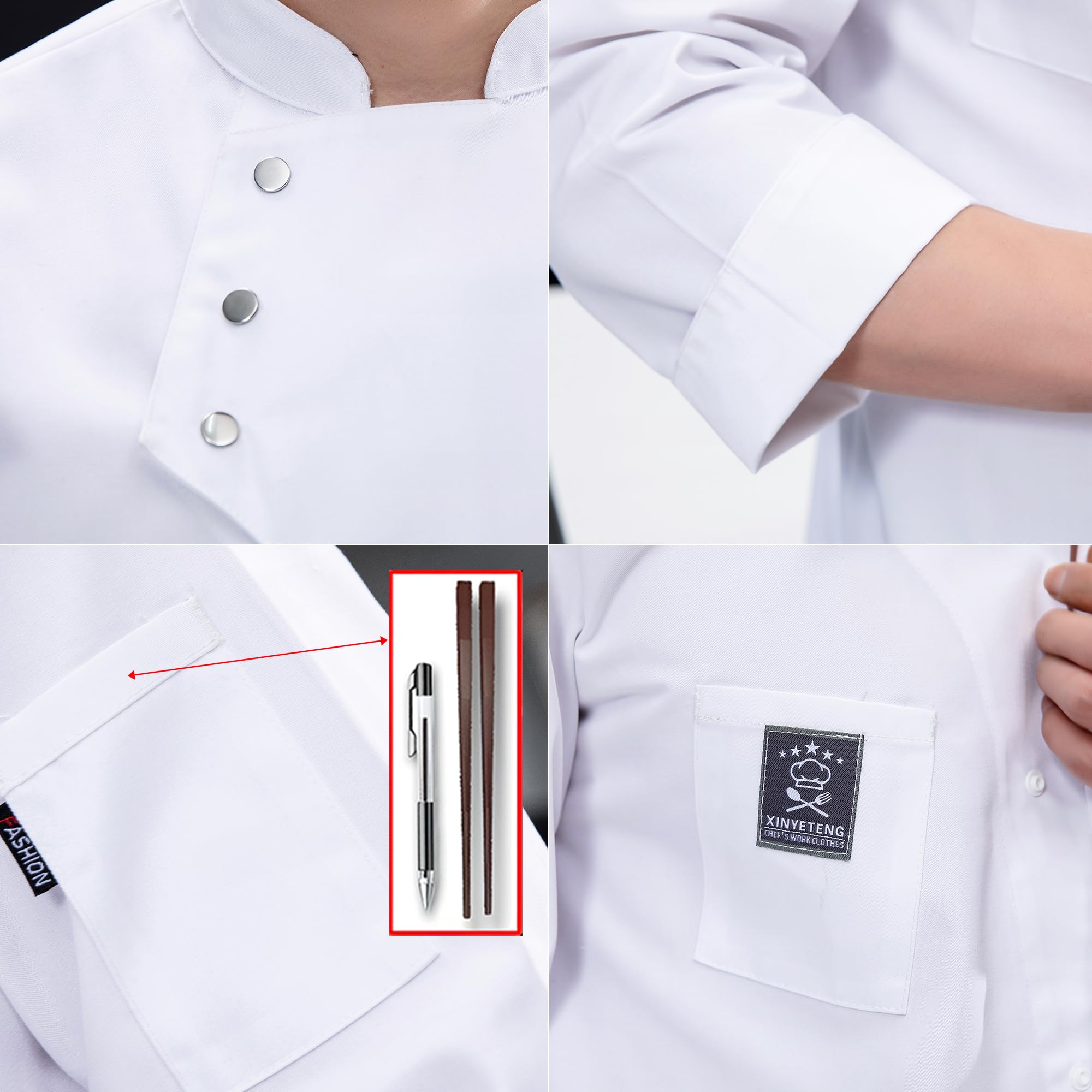 Chaqueta De Chef Personalizada Chaqueta De Chef De Manga Larga Personalizada Con Nombre Bordado Uniforme De Panadería Para Servicio De Comida