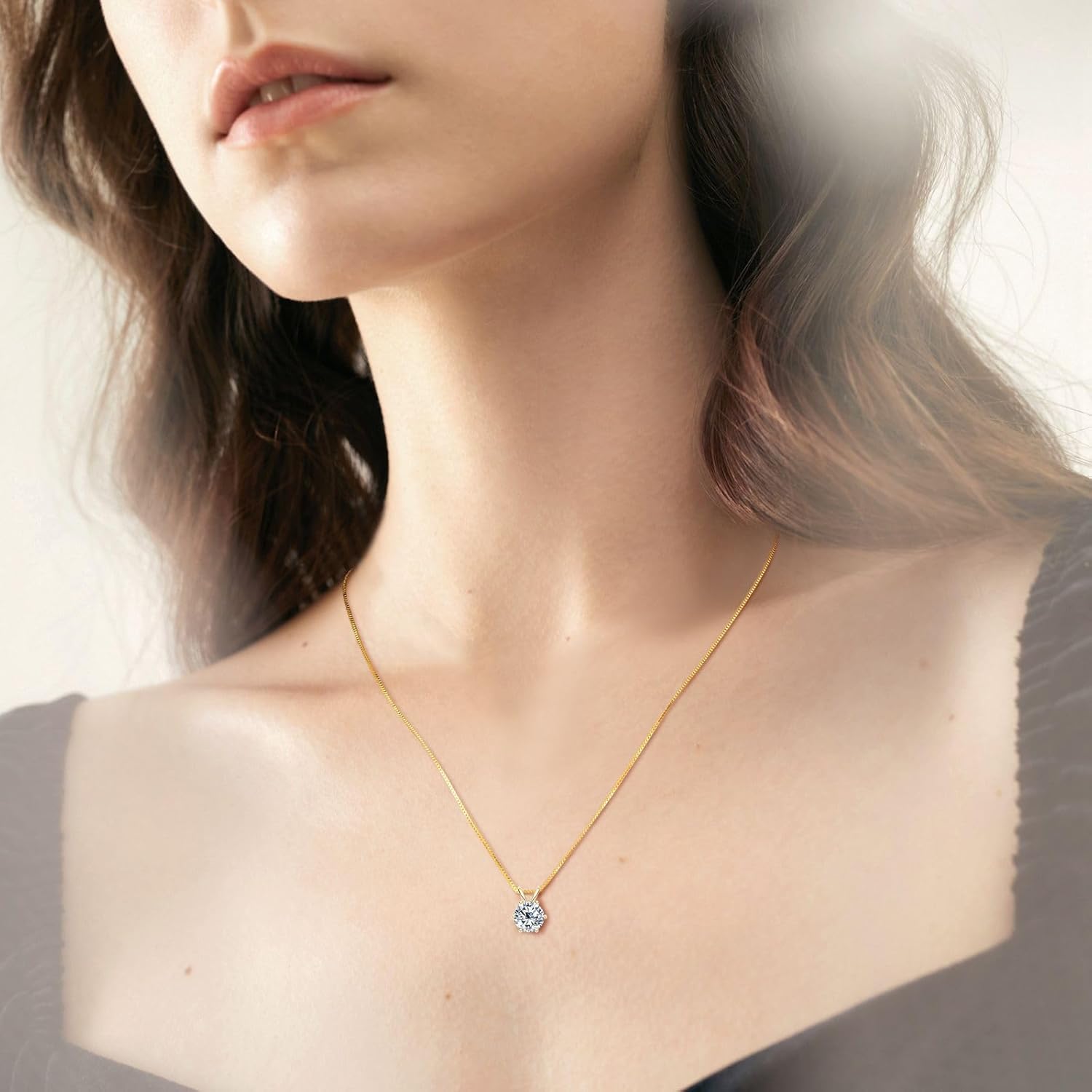 14K White Gold over S925 Sterling Silver 1-2ct Diamond Necklace for Women, Round Cut Diamond, Jewelry Gift for Her on Mother's Day - Image 3