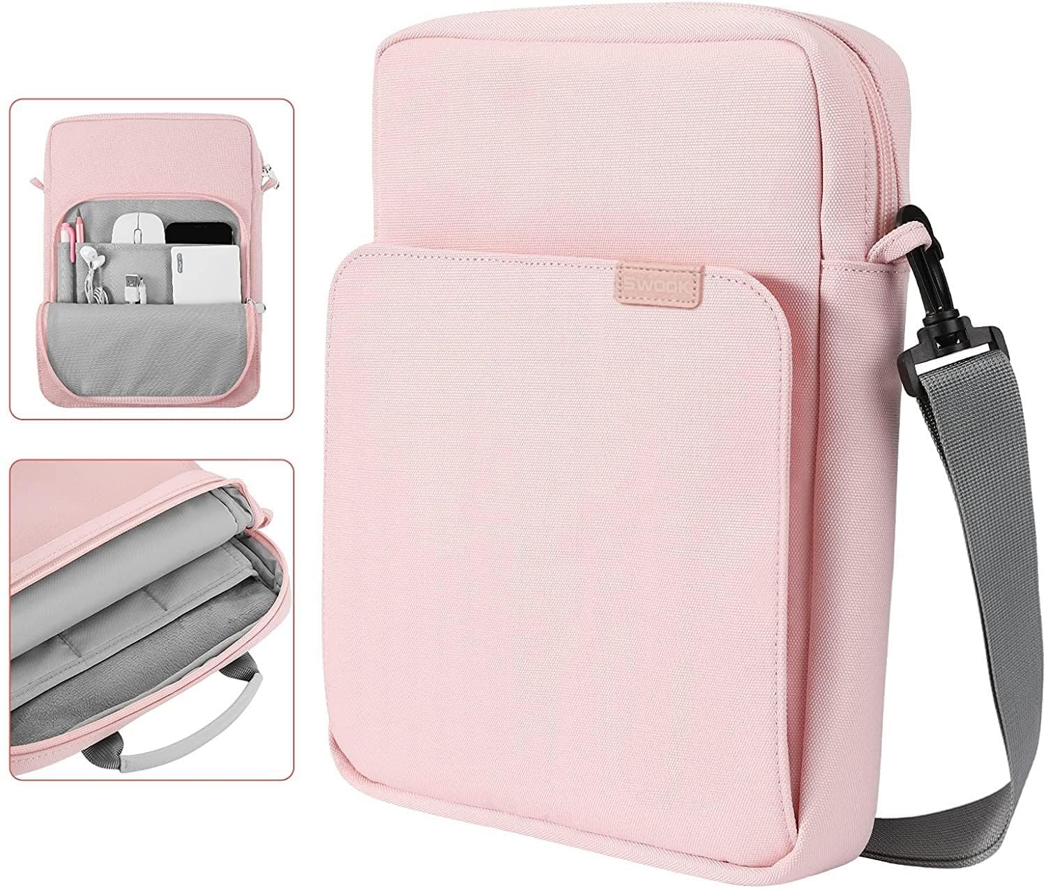 SwooK 13-13.3 inch Universal Laptop Compatible Sleeve Shoulder Bag Carrying Case for 13" MacBook Air, Pro, iPad 12.9, Surface Pro, ASUS Zenbook Vivobook,Dell Xps, Hp Envy Laptop Sleeves Bag