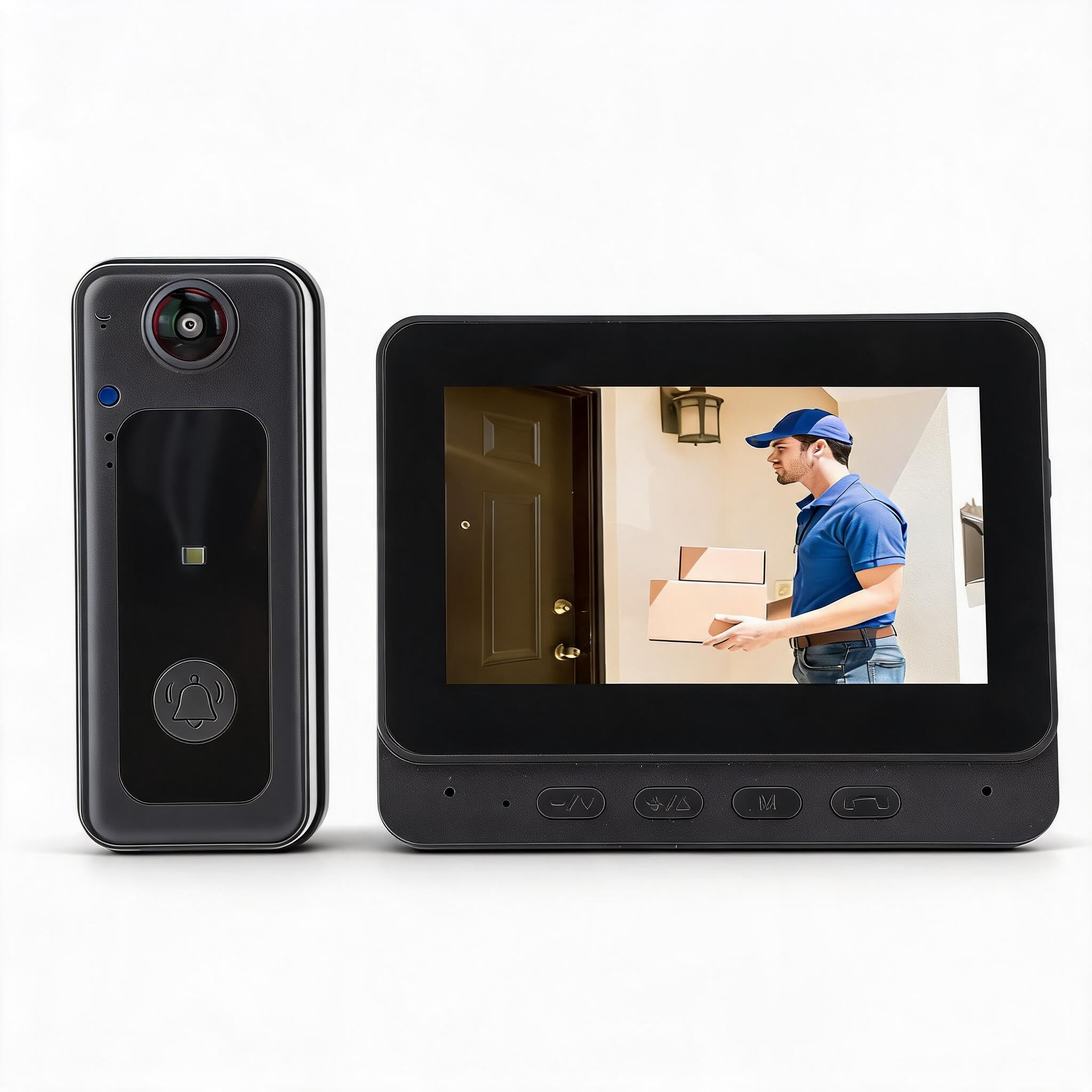 Annadue Videocitofono Wireless WiFi, Telecamera Campanello 1080P con Monitor, Videocitofono con Videocitofono per Visione Notturna per Sorveglianza Domestica