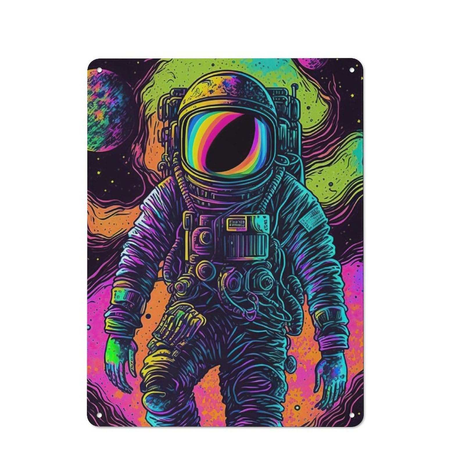 Junmoney Astronaut Classic Metal Wall Decor 40X30cm, Tin Sign For Bar, Kitchen, Garage Or Games Room