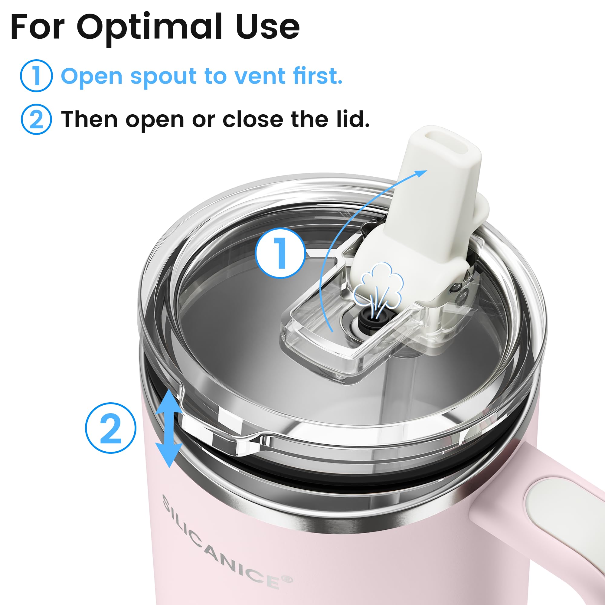 Isolierter Becher mit Klapp-Trinkhalm-Deckel, 1,2 l, 100% auslaufsicher, schnell zu reinigender Vakuum-Edelstahl, BPA-frei, Griff und Becherhalter, 24 Stunden kalt, für Reisen