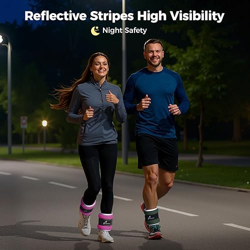 Miniatura 2 de Sportneer Ankle Weights Wrist Weights Pair of 1/2/4/6/10 LBS for Men Women Kids Strength Training Wrist and Ankle Weights Set with Reflective Strips