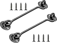Vista 1 de Pestillo de bloqueo de puerta de 6 pulgadas, paquete de 2 cierres de puerta de granero, ganchos de cabina de acero inoxidable sólido grueso