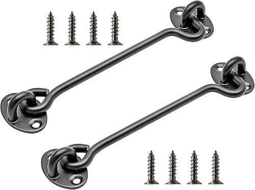 Miniatura 8 de Kyuionty - Lote de 2 ganchos de privacidad y cierre de ojo de 3.9in, cierre de puerta de granero de acero inoxidable, cierre sólido para puerta