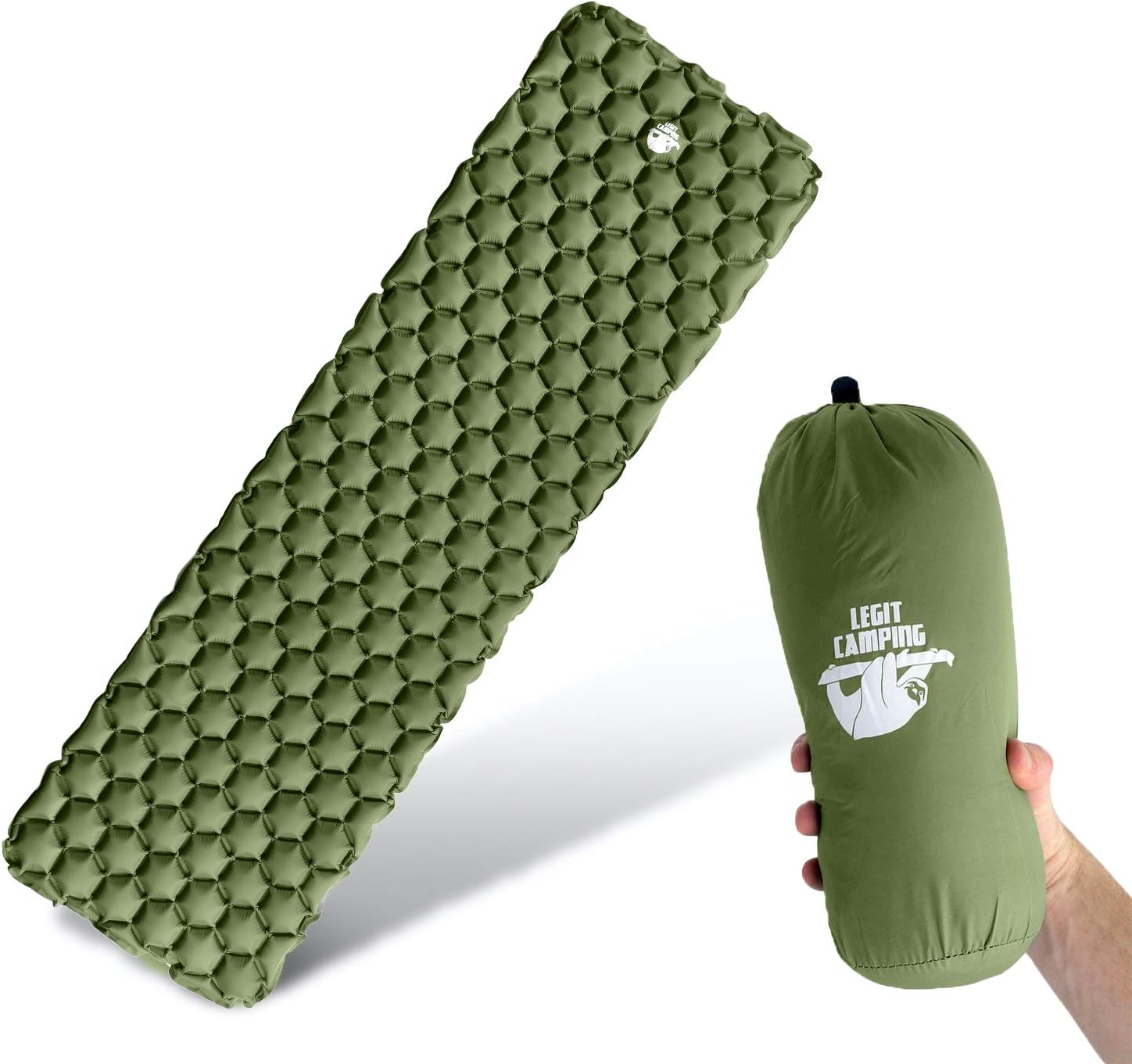 Legit Camping Sleeping Pad - Camping Pad for Backpacking and Camping - Inflatable Sleeping Mat Holds The Air in for Longer Hours - Compact Camping Mat for Best Outdoor Sleep - Rolls Tight