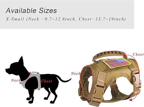 Miniatura 6 de Chaleco táctico de trabajo para perros, arnés de entrenamiento sin tirones, ajustable, chaleco militar al aire libre con mango de escombros Molle,