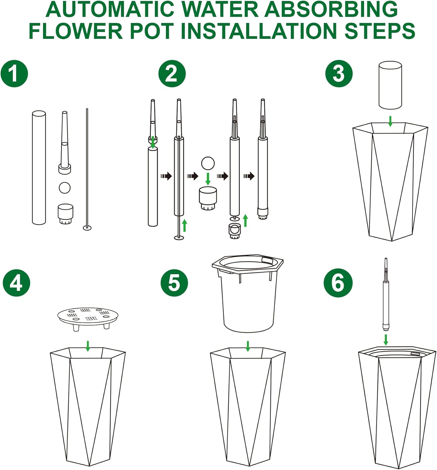22.5 Inch Diamond Planters Set of 2, Self-Watering, White