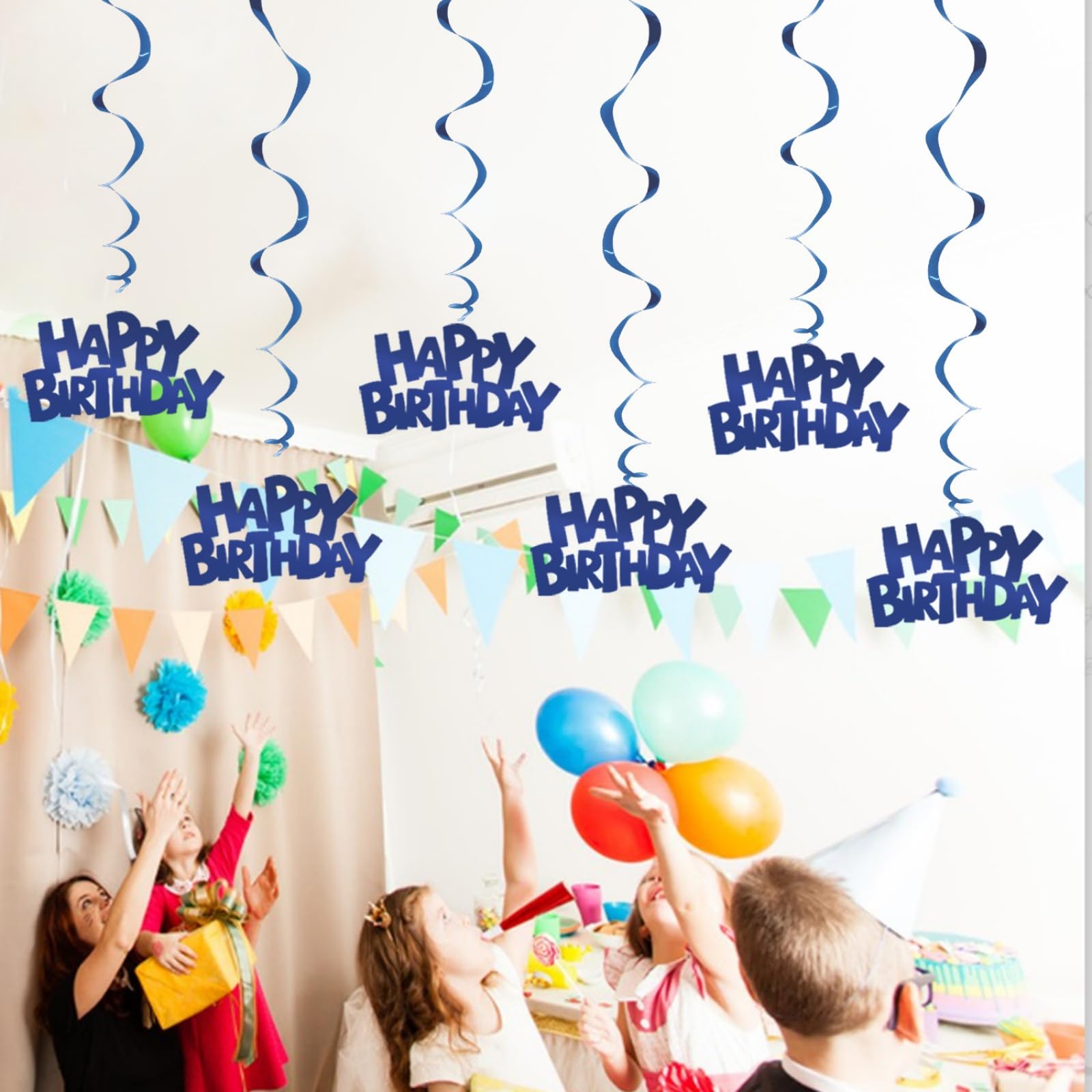 30 Decorazioni Feste A Spirale Colorate: Vortici Appesi In 6 Colori Per Matrimoni, Lauree, Compleanni, 69,8cm - 3
