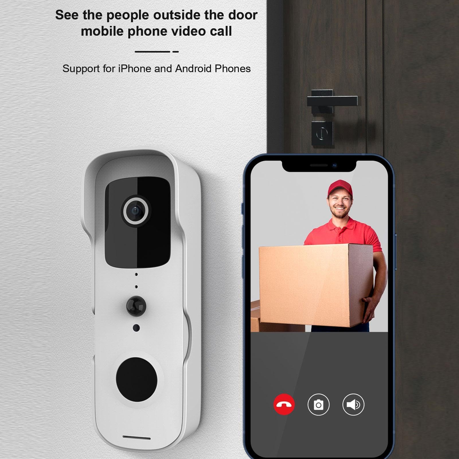 Cámara inteligente de timbre de puerta - Videoportero inalámbrico WiFi con