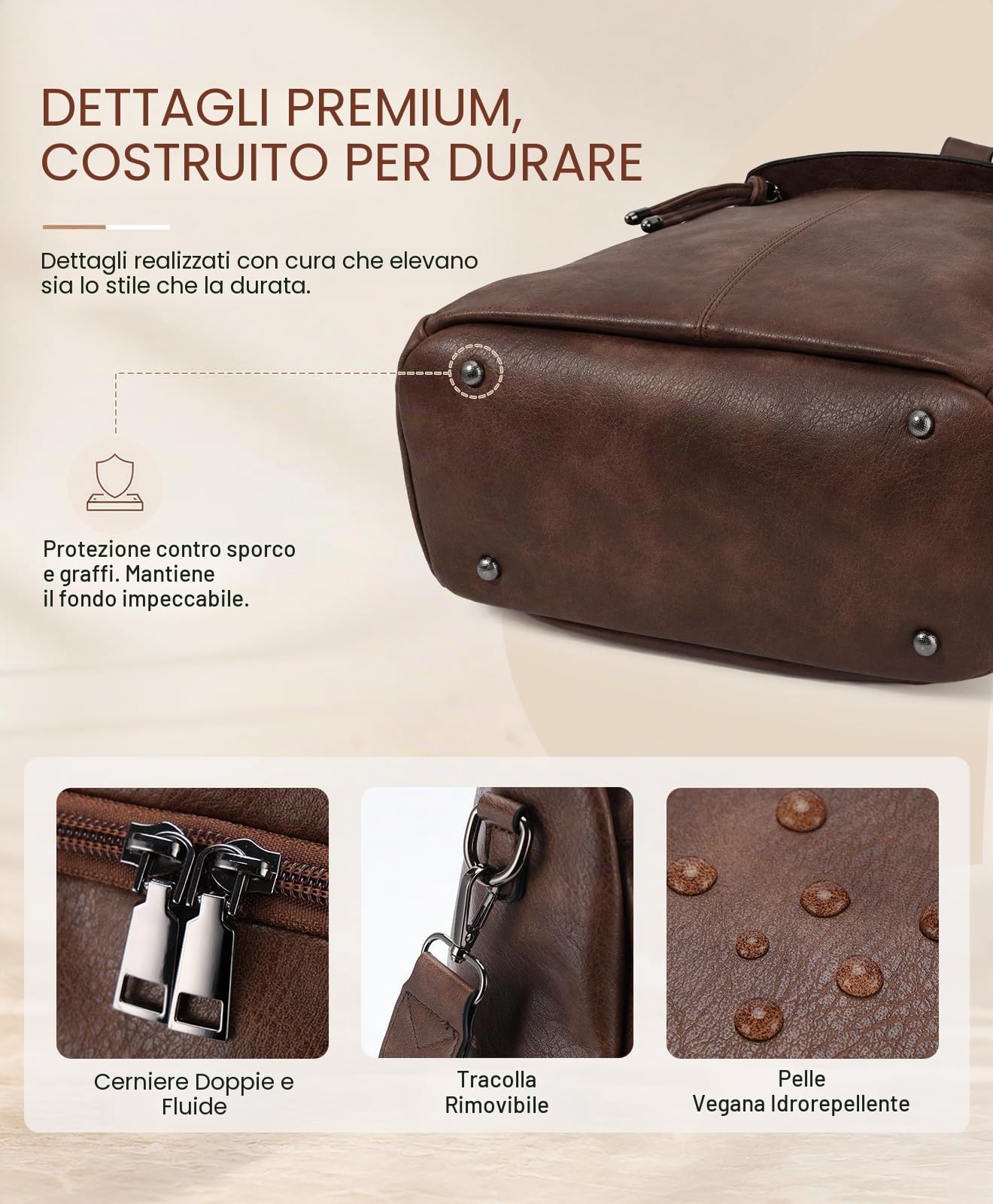 VX VONXURY Zaino Donna, Antifurto Borsa a Zainetto Elegante Borsa da Donna con Tracolla Staccabile Moda PU Pelle Zaino per Donna per Lavoro Viaggio Scuola