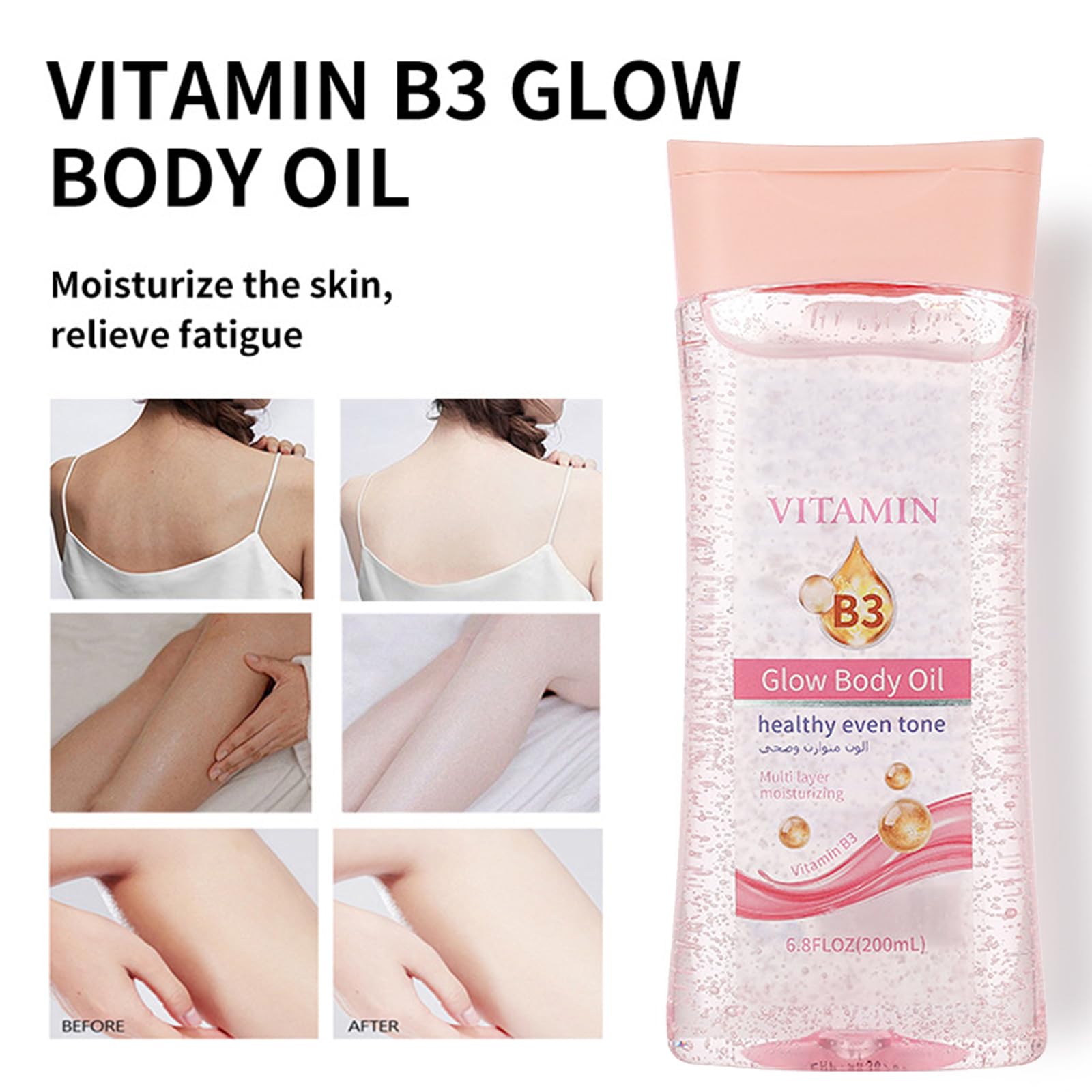 Vitamin B3 Body Oil Gel, Essential Oils for Dry Skin, Glow Body Oil for Women, Moisturising Body Oily Gel for Arms Back - Image 3