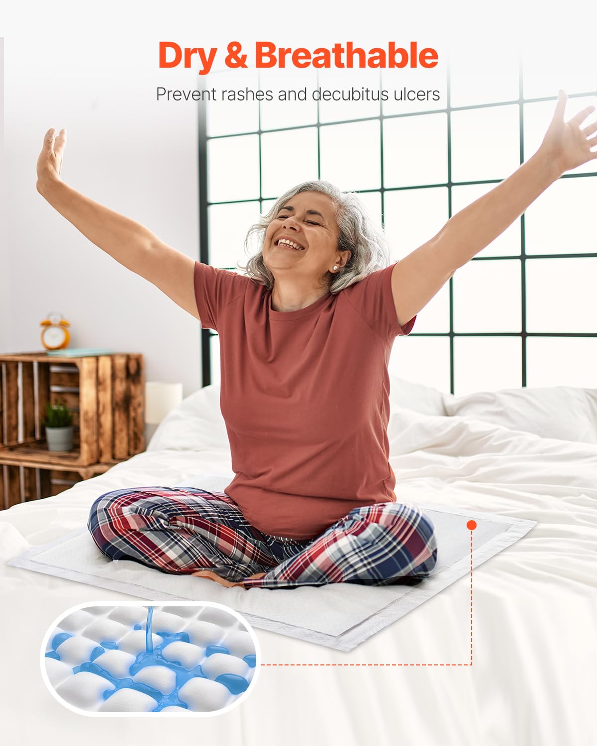 VEVOR Empapadores Desechables para Incontinencia, Superabsorbentes, con 5 Capas de Protección para Cama, Sofá y Colchón, para Enuresis, Mascotas, Adultos, Niños y Ancianos, 762 x 914,5 mm, 70 uds