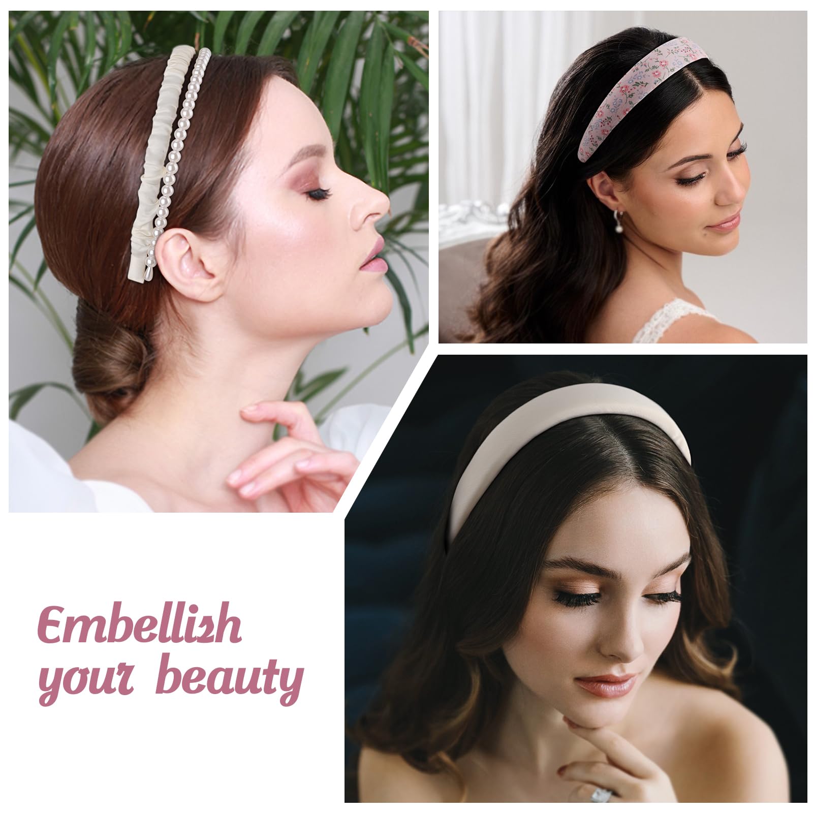 DRESHOW Fasce per Capelli da Donna Diversi Modelli Fascia con Perle e Fiori Fasce per Capelli Vintage Imbottite per Donna e Ragazze