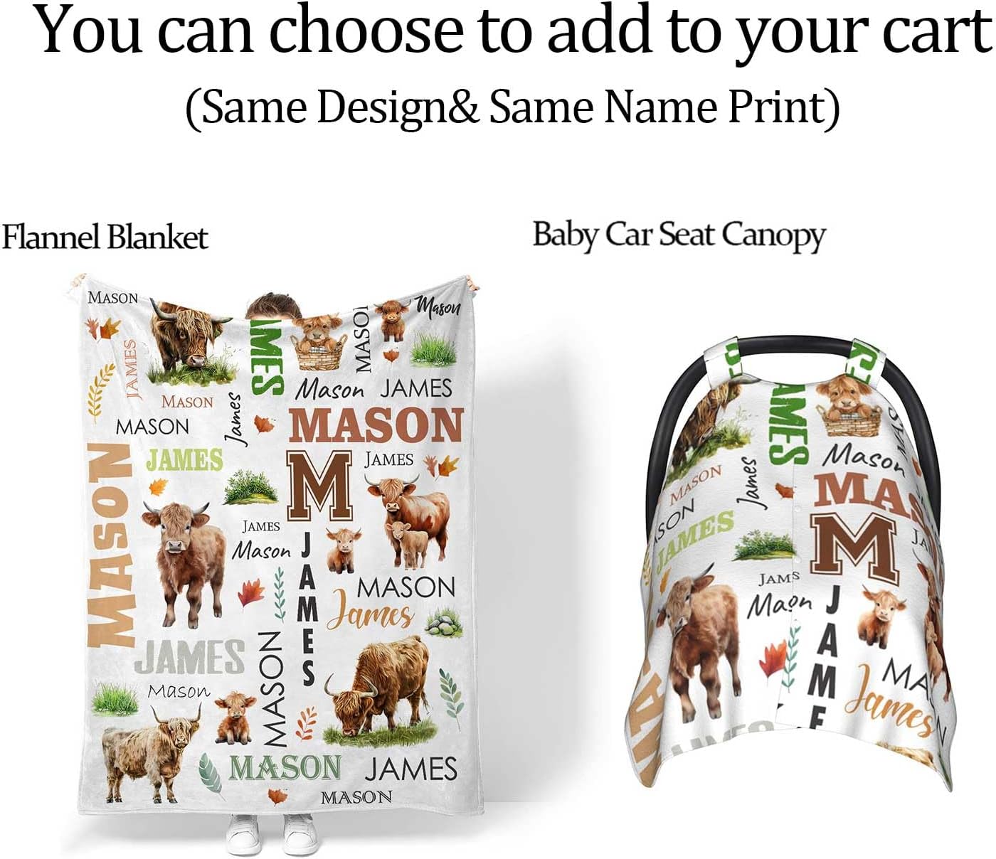 Personalized Diaper Bag Backpack for Women, Custom Nursing Mommy Daypack with Name, Diaper Bag for Girls Boys, New Mom Gifts (Highland Cow)
