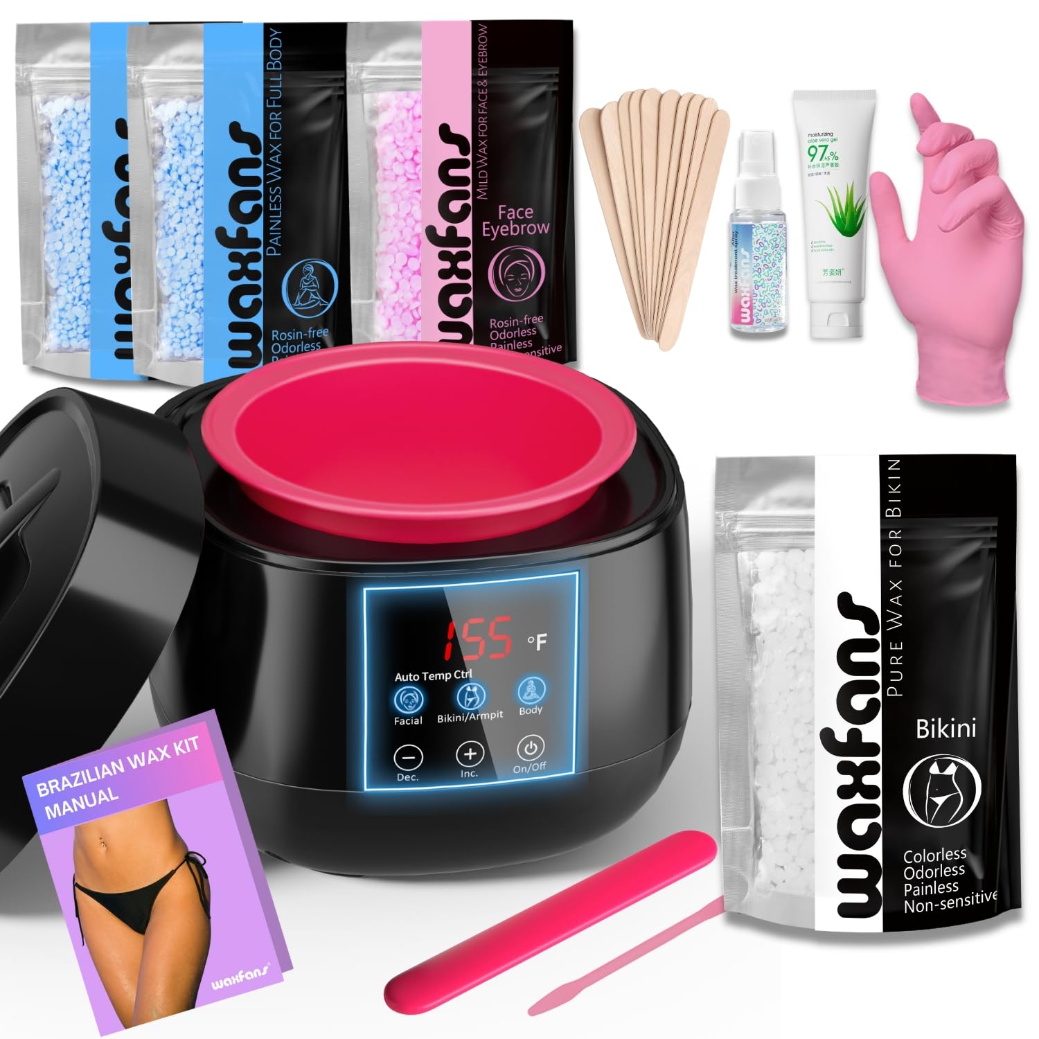 Smart Waxing Kit for Brazilian Wax,Bikini Wax Kit for Women,Wax Kit for Hair Removal at Home with Gentle Wax Beads,Suitable for Sensitive Skin on Bikini,Facial,Full body