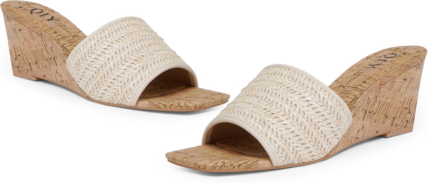 Wedge Sandals for Women Open Toe Wedge Heels for Women Square Toe Wedge Mules - Image 6