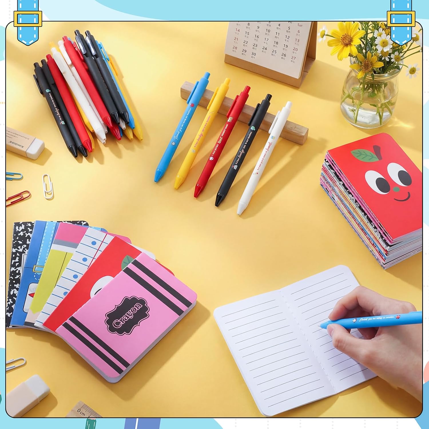 Funrous 48 Pcs Teacher Appreciation Gifts Bulk - 24 Set Teacher Notebook and Pen with Inspirational Quote, Small Pocket Notepad Journal Ballpoint Pen for Thank You Gift Women Men Adult Office Supplies