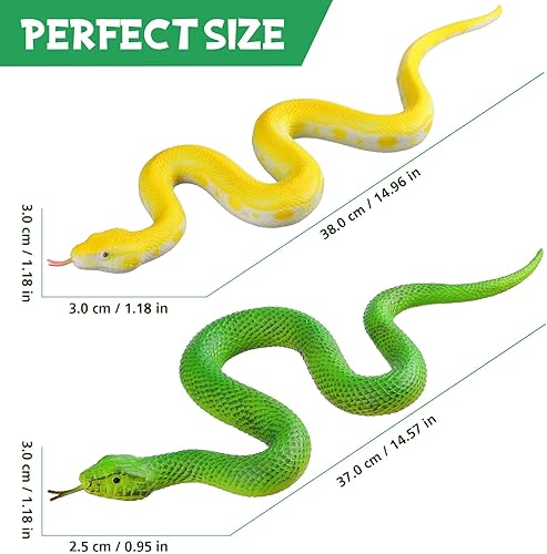 Miniatura 2 de Flormoon Juguete realista de serpiente falsa – Figuras de animales de serpiente elásticas realistas – Accesorios de broma de Halloween, juguetes