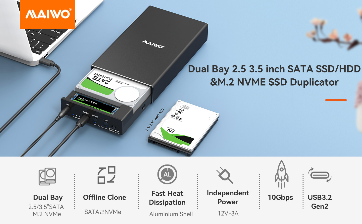 Amazon.com: MAIWO USB C M.2 NVMe SSD Enclosure to 3.5'' 2.5'' SATA