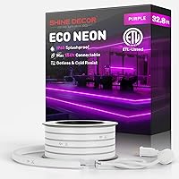 Vista 11 de Shine Decor Tira de luces LED de cuerda AC 120V, tira de neón eco sin puntos de 120LEDs/M, conectable y cortable, ETL IP65 impermeable y resistente