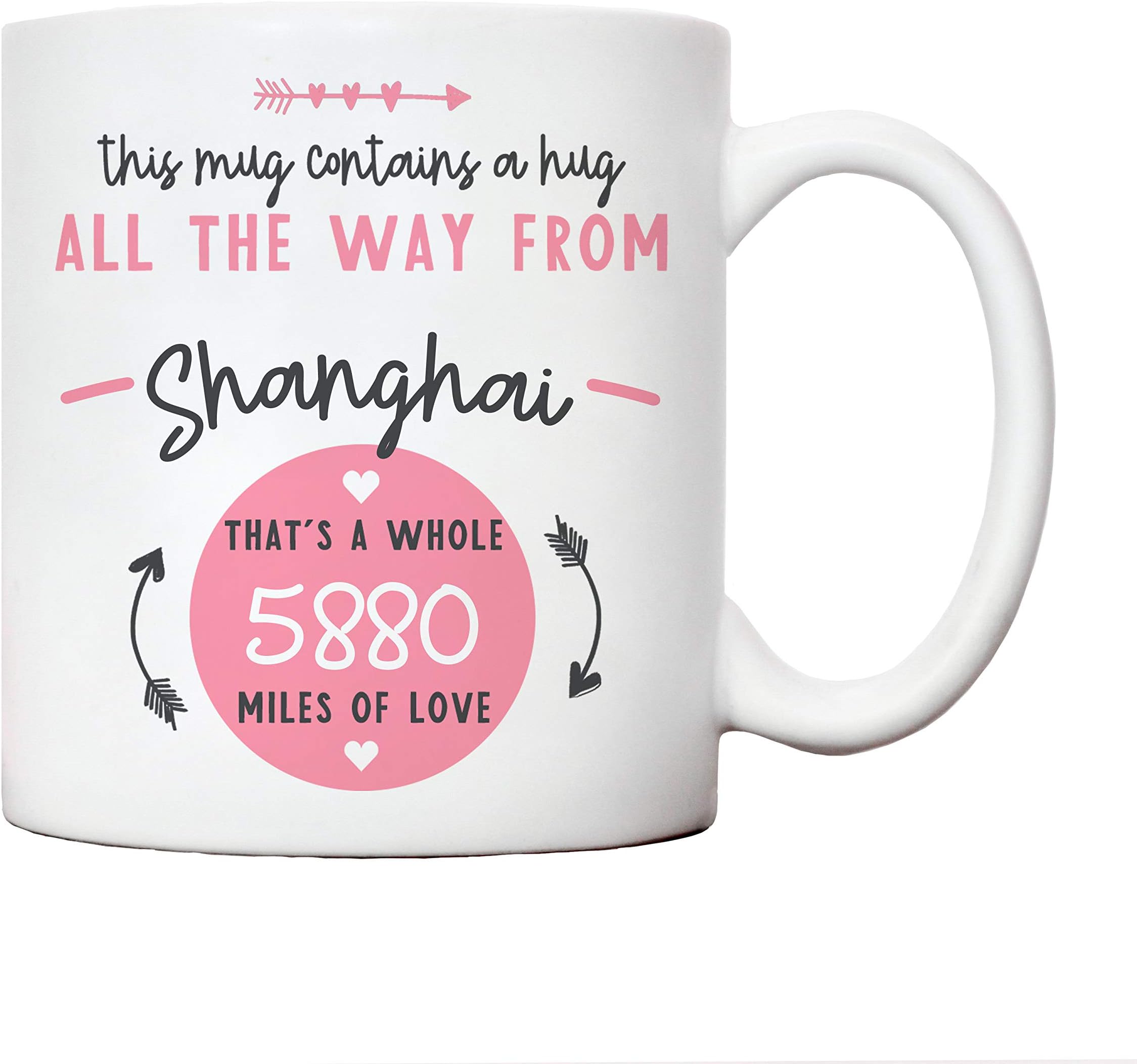 A Hug all the way from mug Best Friend Mug For Women | Long Distance Relationship Gift | Housewarming Gifts For Friends For Girlfriend Or Boyfriend | Valentines