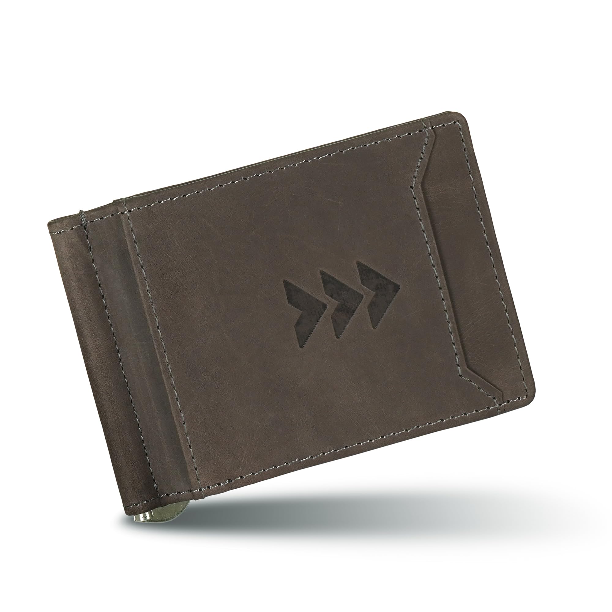 Gilmore Oak Aristo Men Bifold Spring Tension Money Clip Wallet | Magnet Closure Full Grain Oil Pullup Leather with 10 Credit Card Slots Dark Brown-image-11
