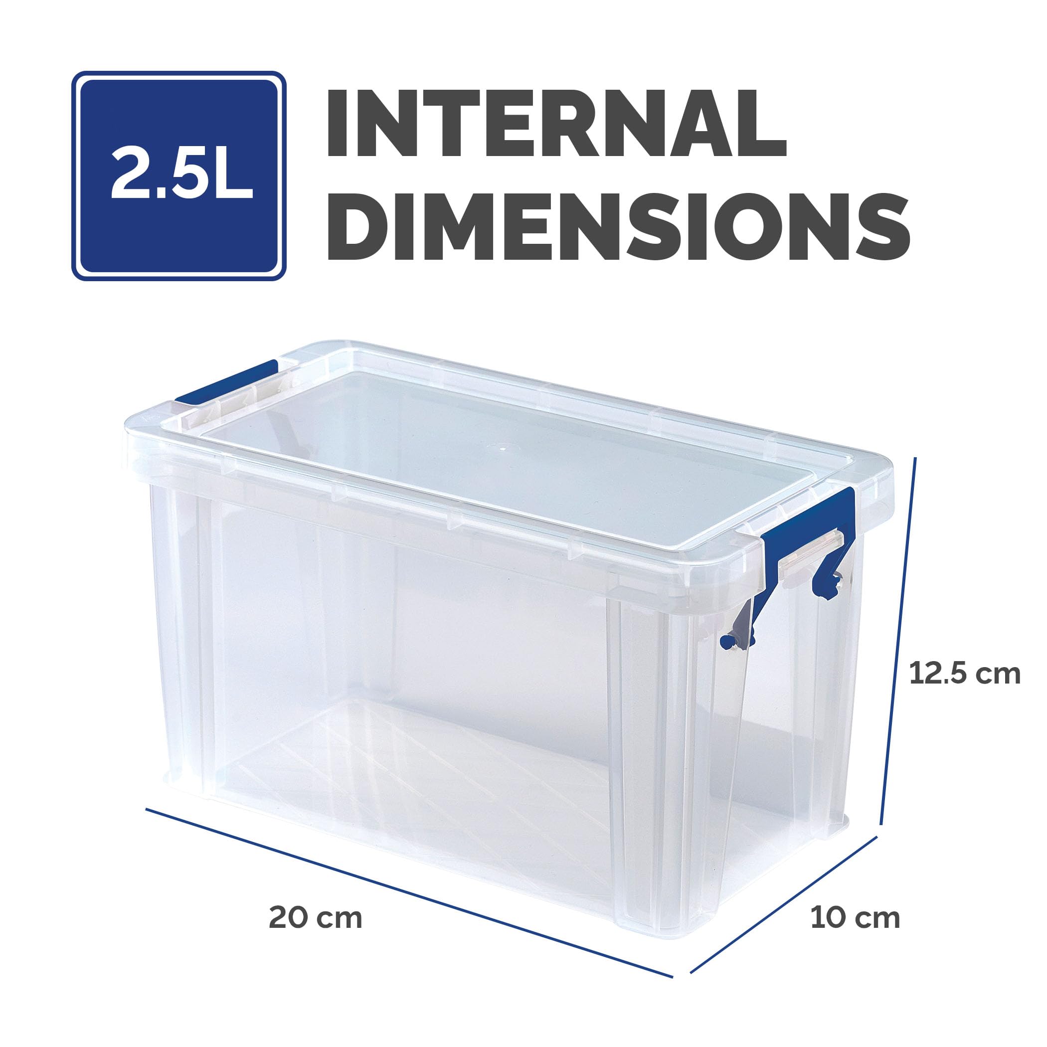 BANKERS BOX Storage Box 2.6L (6 Pack), BPA-Free, Stackable Plastic Organizer with Clip-Lock Lid - Image 3