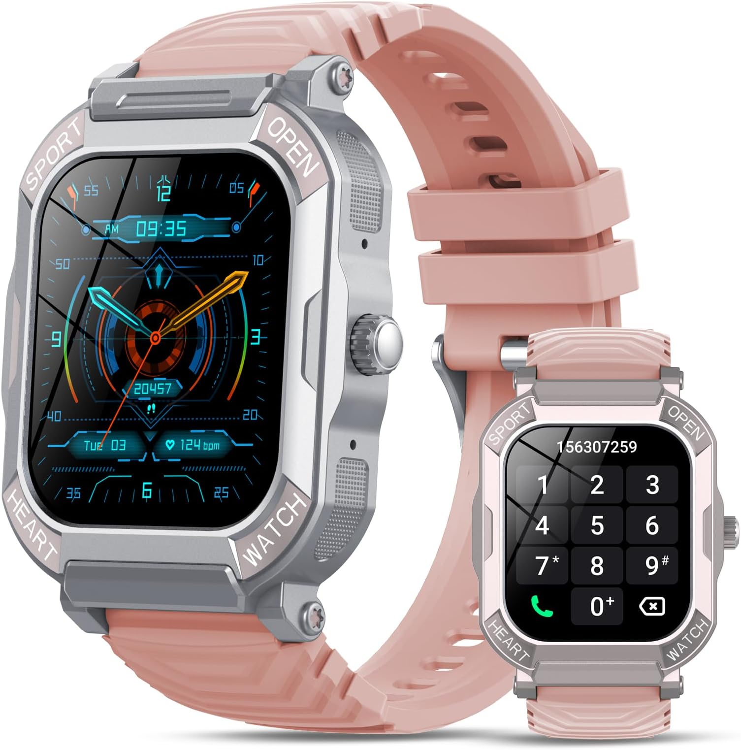 Smart Watch for Men Women, 1.85" Smartwatch Answer/Make Calls, 113 Sports Modes Fitness Watch, Heart Rate Sleep Monitor, Step Counter, IP68 Waterproof Watches Fitness Tracker for Android iOS, Pink