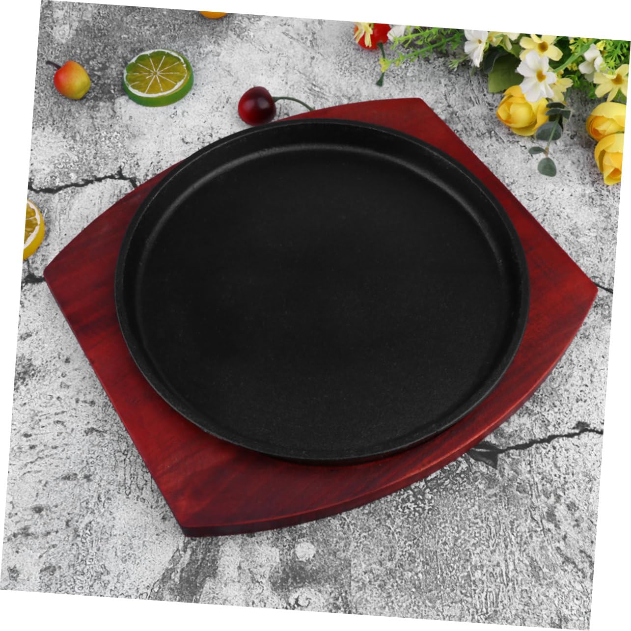 BESTonZON Runde Bratblech Grillplatte Teppanyaki Backform Antihaft Metallbackform Grillschale Bbq-schale Rindersteakplatte Für Spanische Und Japanische Küche Braten Rösten Schmutzabweisend l