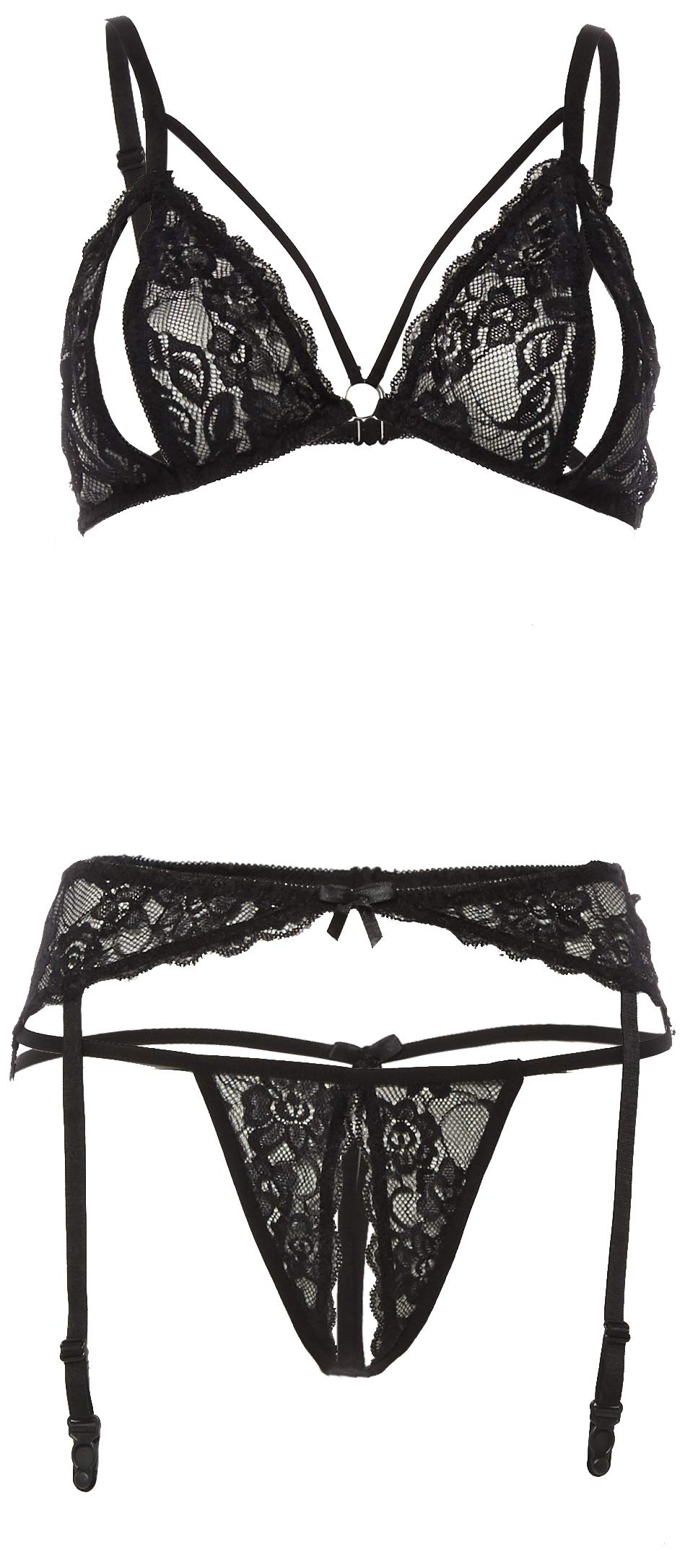 Cottelli Collection 3 Pieces Garter Set with Open Cup/Open Crotch 100 g
