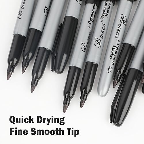 Miniatura 4 de Marcadores permanentes, 200 marcadores permanentes negros, punta fina, impermeables y a prueba de manchas, secado rápido, suministros de oficina