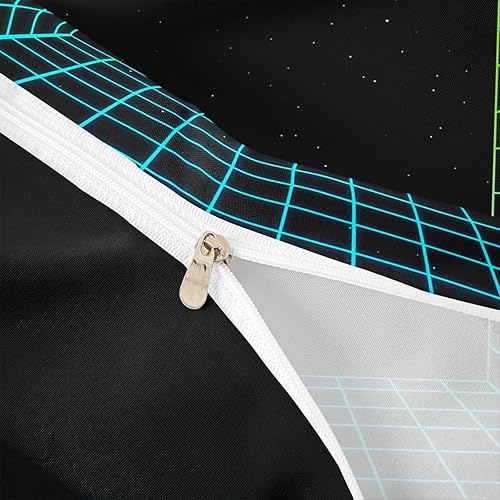 Miniatura 6 de Castle Fairy Funda de edredón de geometría moderna, tamaño Queen, funda de edredón verde y azul con 2 fundas de almohada para adolescentes y