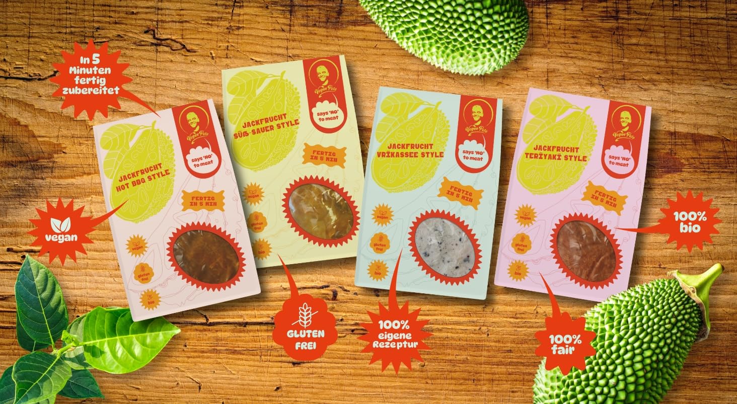 VEGAN PETE - Bananenblüten Hot BBQ style, veganes Fertiggericht in Bio-Qualität, 8 x 250g