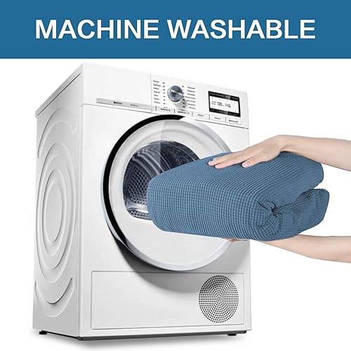 Miniatura 154 de H.VERSAILTEX Fundas elásticas para sofá de 1 pieza, fundas para sofás y sofás de 3 plazas, con tela de jacquard gruesa a cuadros con parte inferior