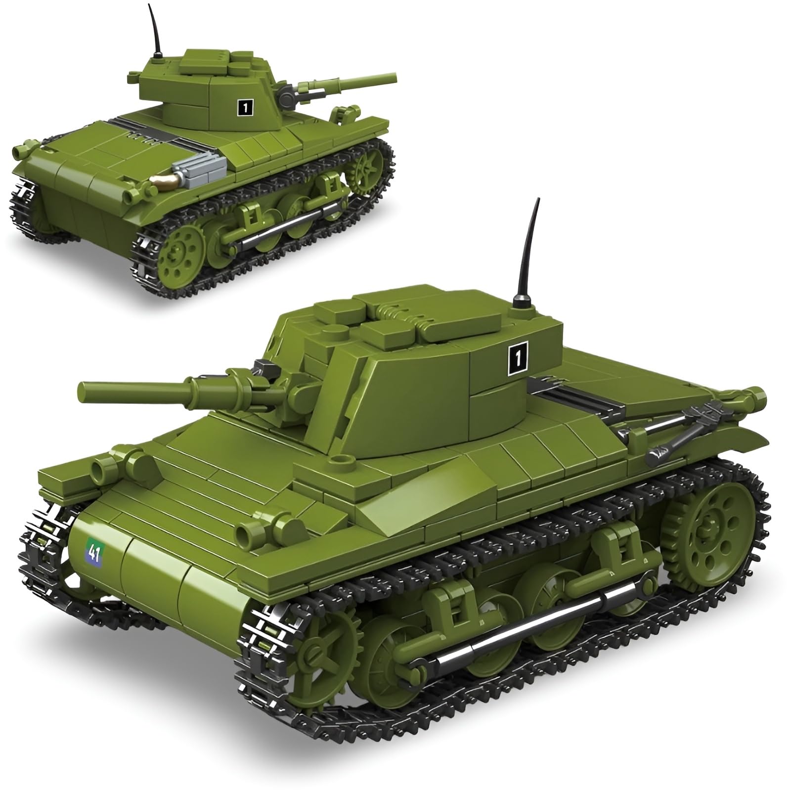 PlaySynthe Army Tank Building Block Kits, 1:35 M22 Locust Tank Building Blocks Set, WW2 Germany Military Toys Brick Model